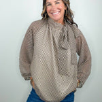 Dot To It Tie Neck Blouse - Jessi Jayne Boutique