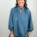 Slate Story Crinkle Blouse - Jessi Jayne Boutique