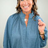 Slate Story Crinkle Blouse