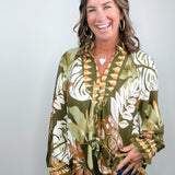 Olive Muse Border Print Blouse - Jessi Jayne Boutique