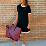 Contrast Trim Knit Dress - Jessi Jayne Boutique