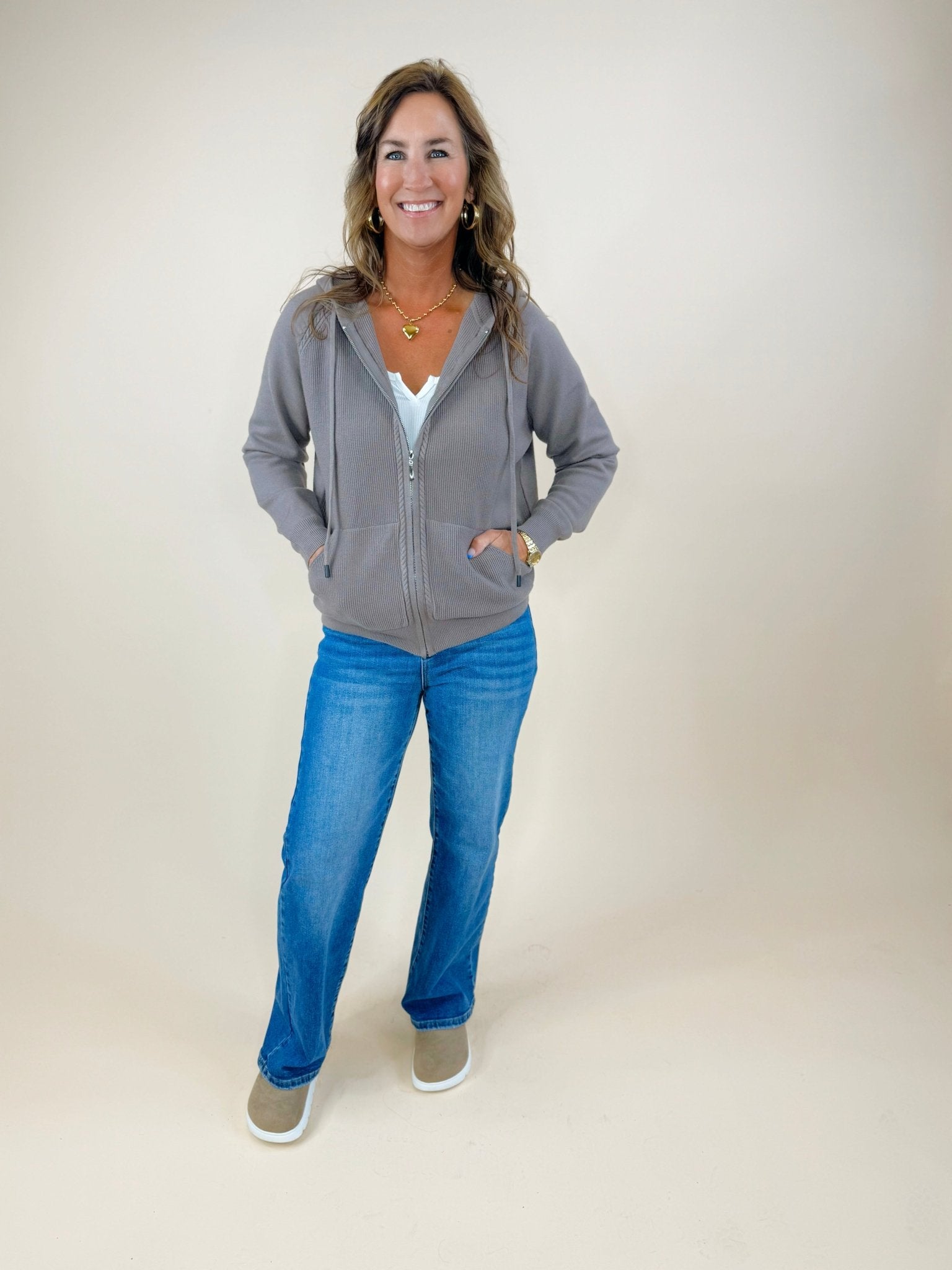 Latte Love Zip Up Sweater Hoodie - Jessi Jayne Boutique