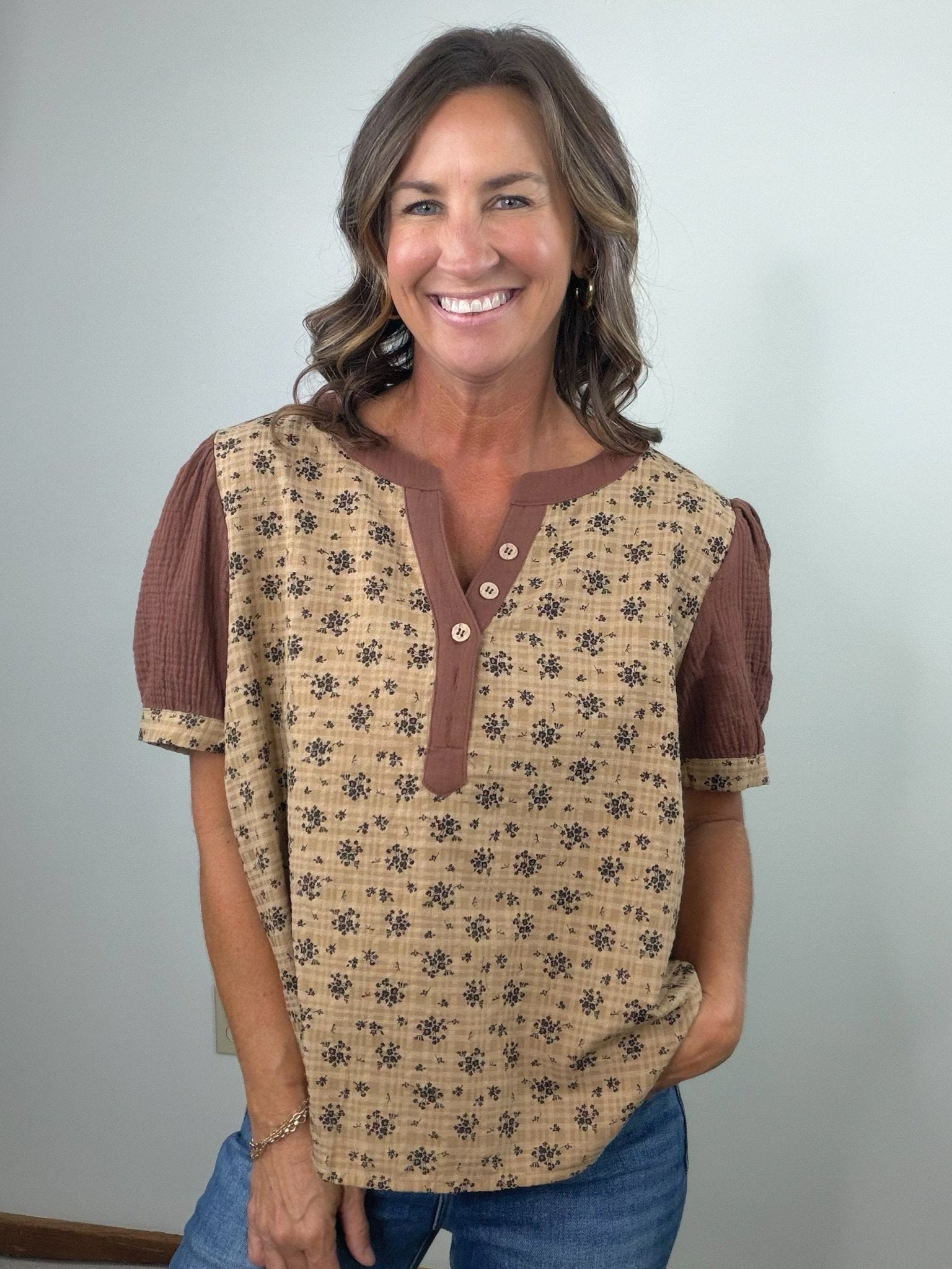 Cotton Fields Henley Top - Jessi Jayne Boutique