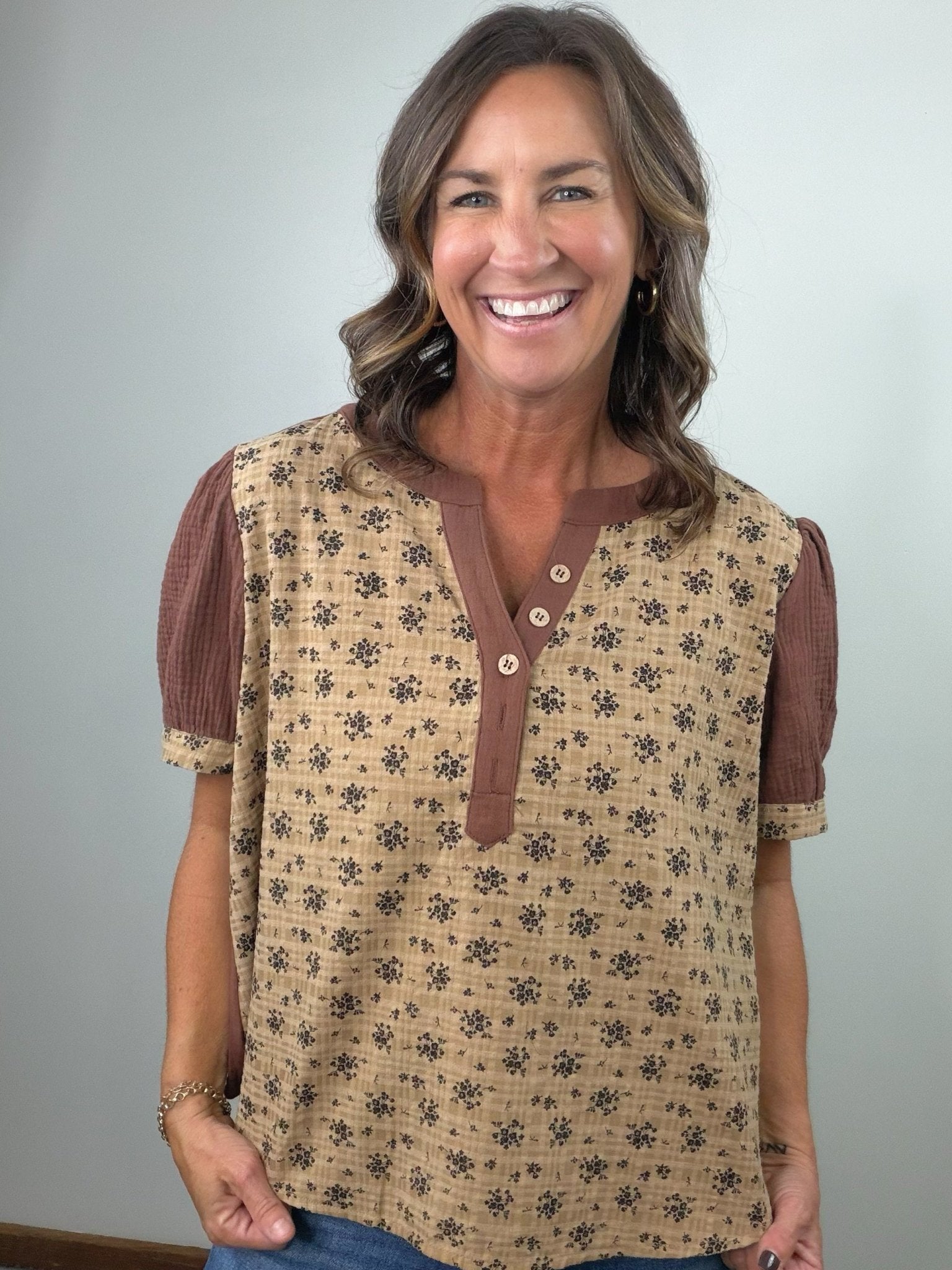 Cotton Fields Henley Top - Jessi Jayne Boutique