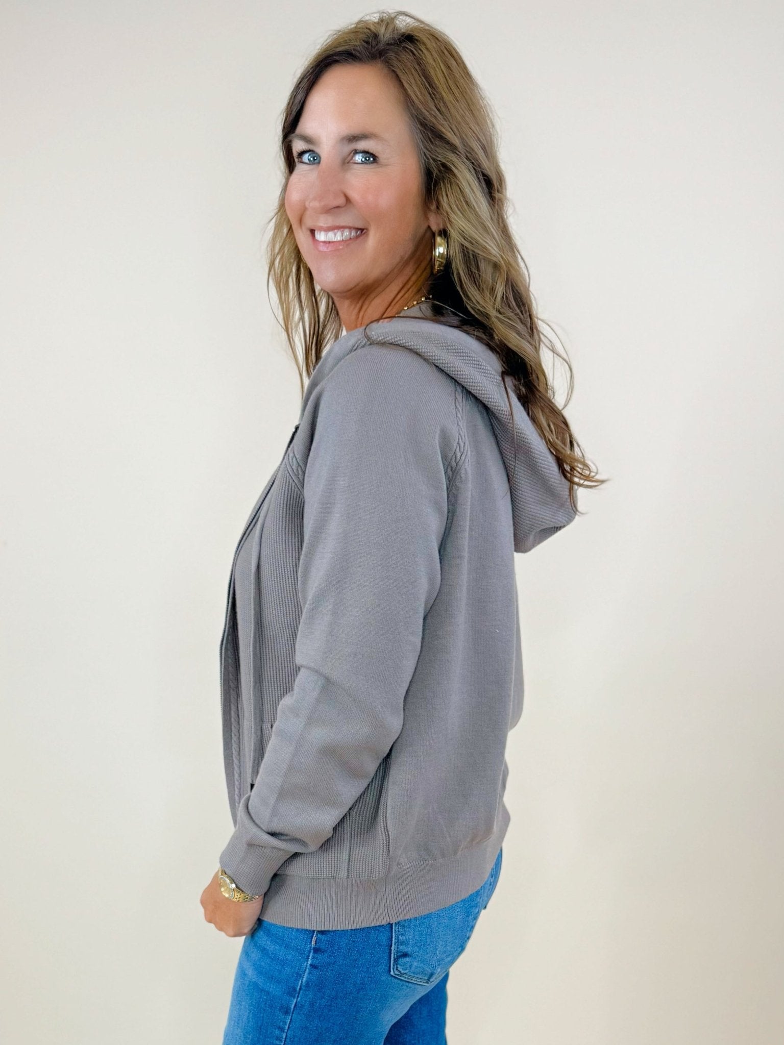 Latte Love Zip Up Sweater Hoodie - Jessi Jayne Boutique