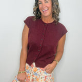 Wine Country Button Front Sweater Top