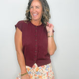 Wine Country Button Front Sweater Top