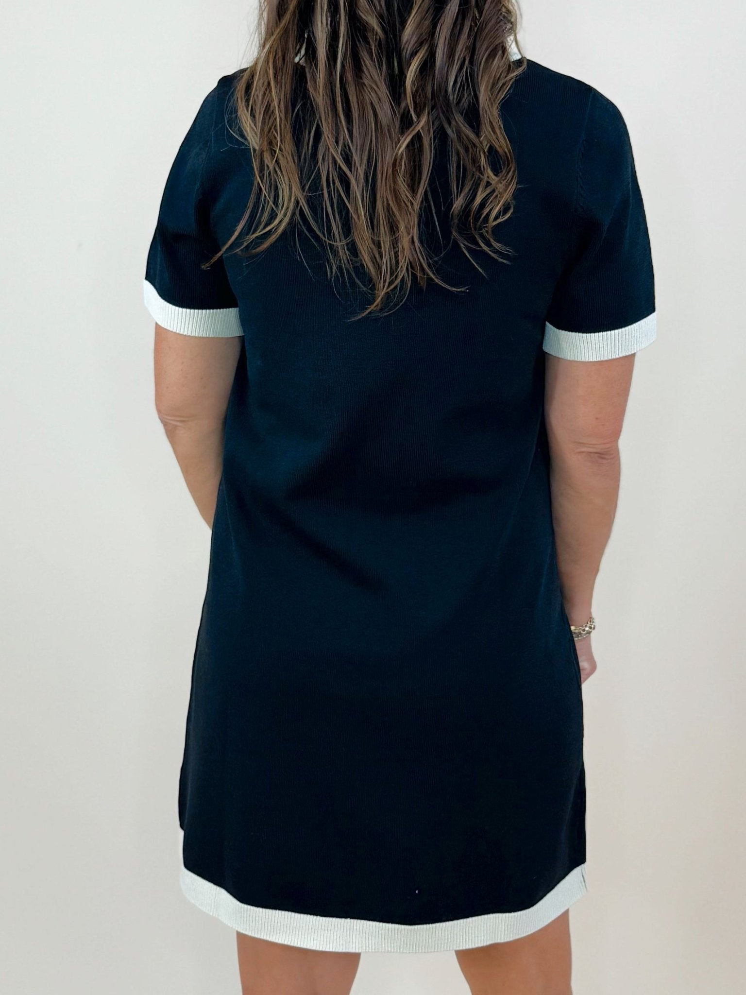 Contrast Trim Knit Dress - Jessi Jayne Boutique