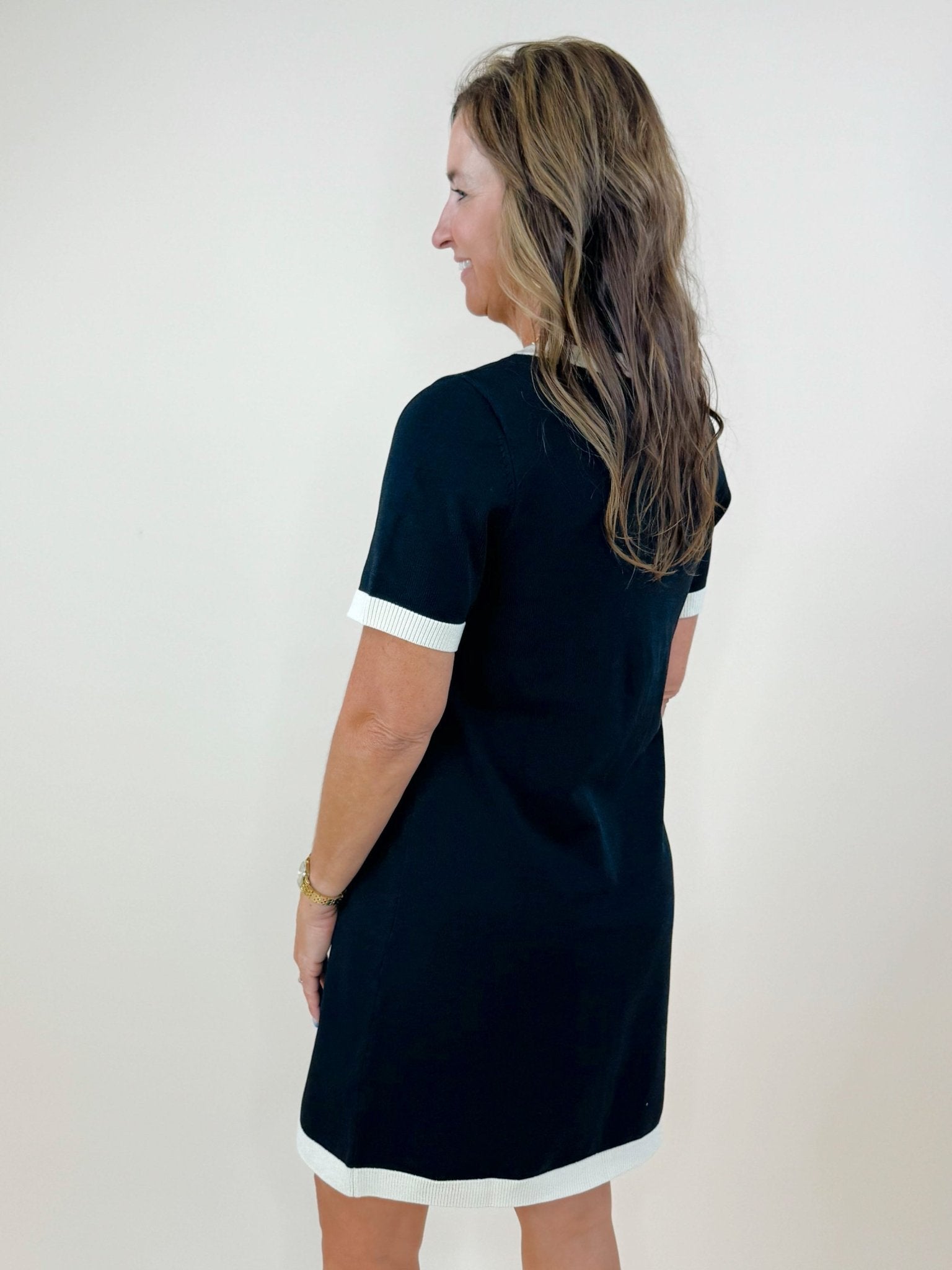 Contrast Trim Knit Dress - Jessi Jayne Boutique