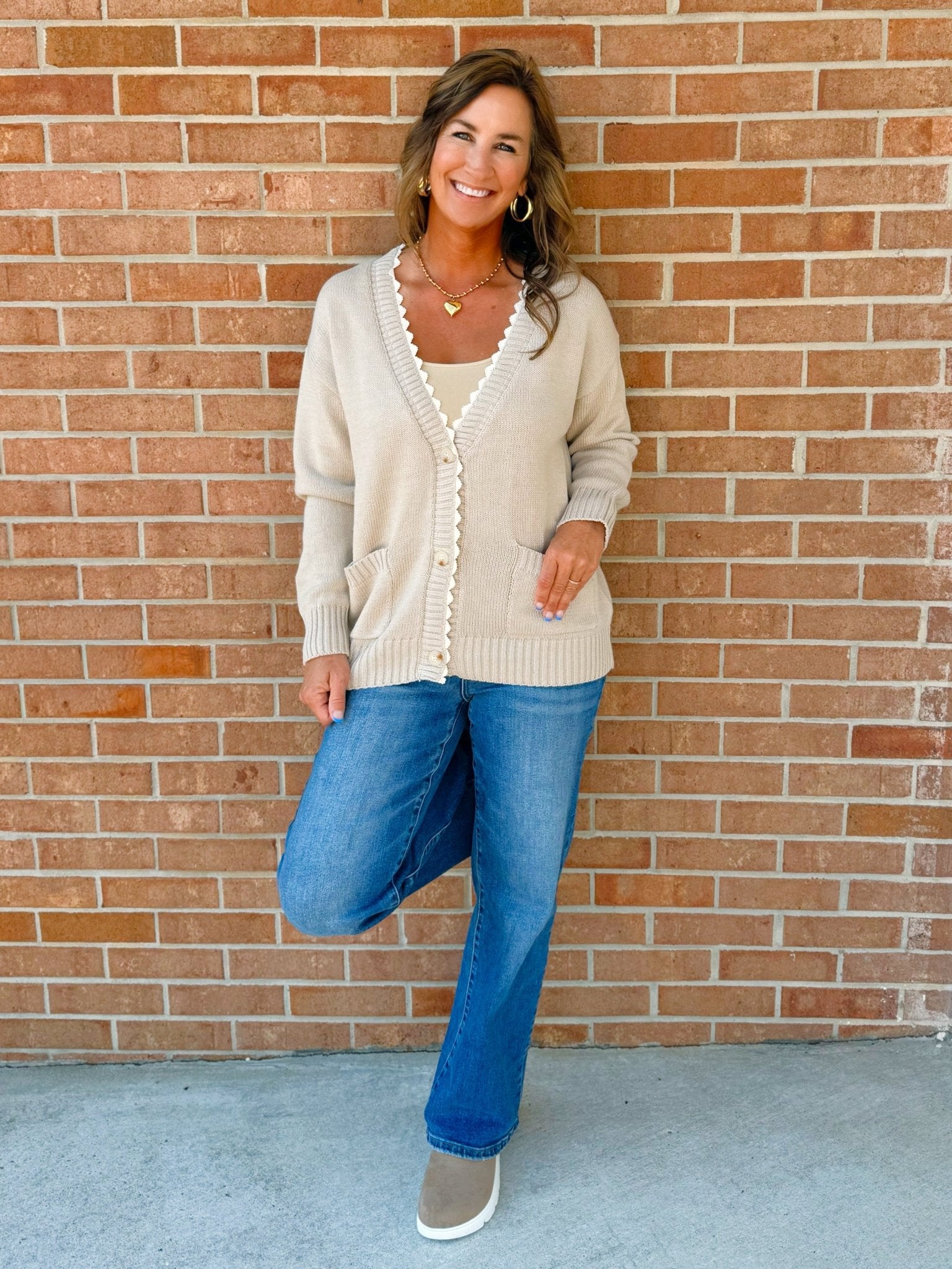 Ruffle Edge Knit Cardigan - Jessi Jayne Boutique