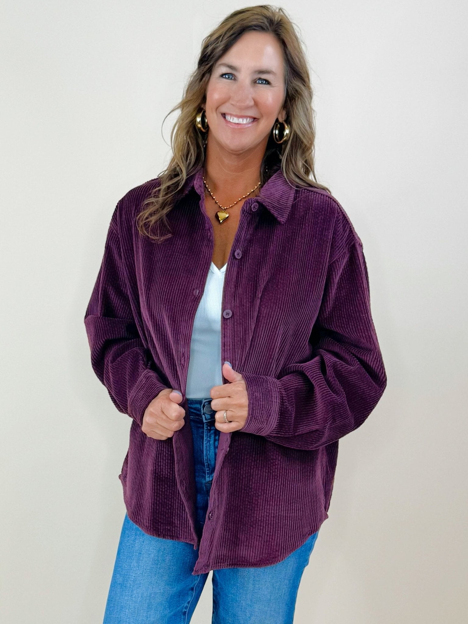 Corduroy Button - Down Shirt - 2 Colors Available - Jessi Jayne Boutique