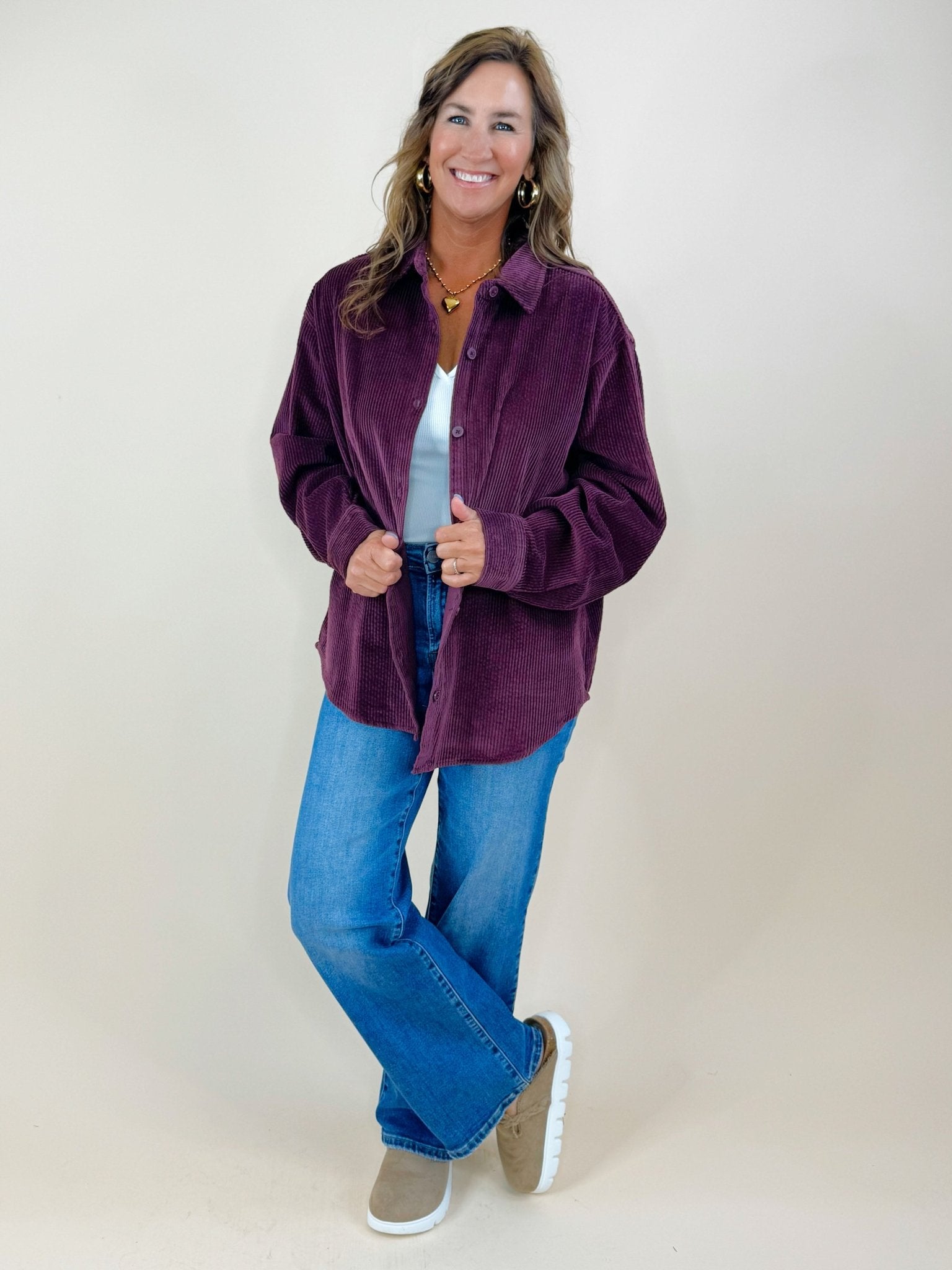 Corduroy Button - Down Shirt - 2 Colors Available - Jessi Jayne Boutique