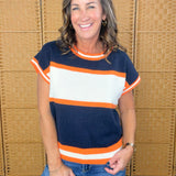 Retro Rhythm Stripe Sweater Top