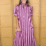 Plum Parade Stripe Dress - Jessi Jayne Boutique