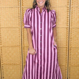Plum Parade Stripe Dress - Jessi Jayne Boutique