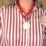 Cinnamon Stripe Button Down Blouse