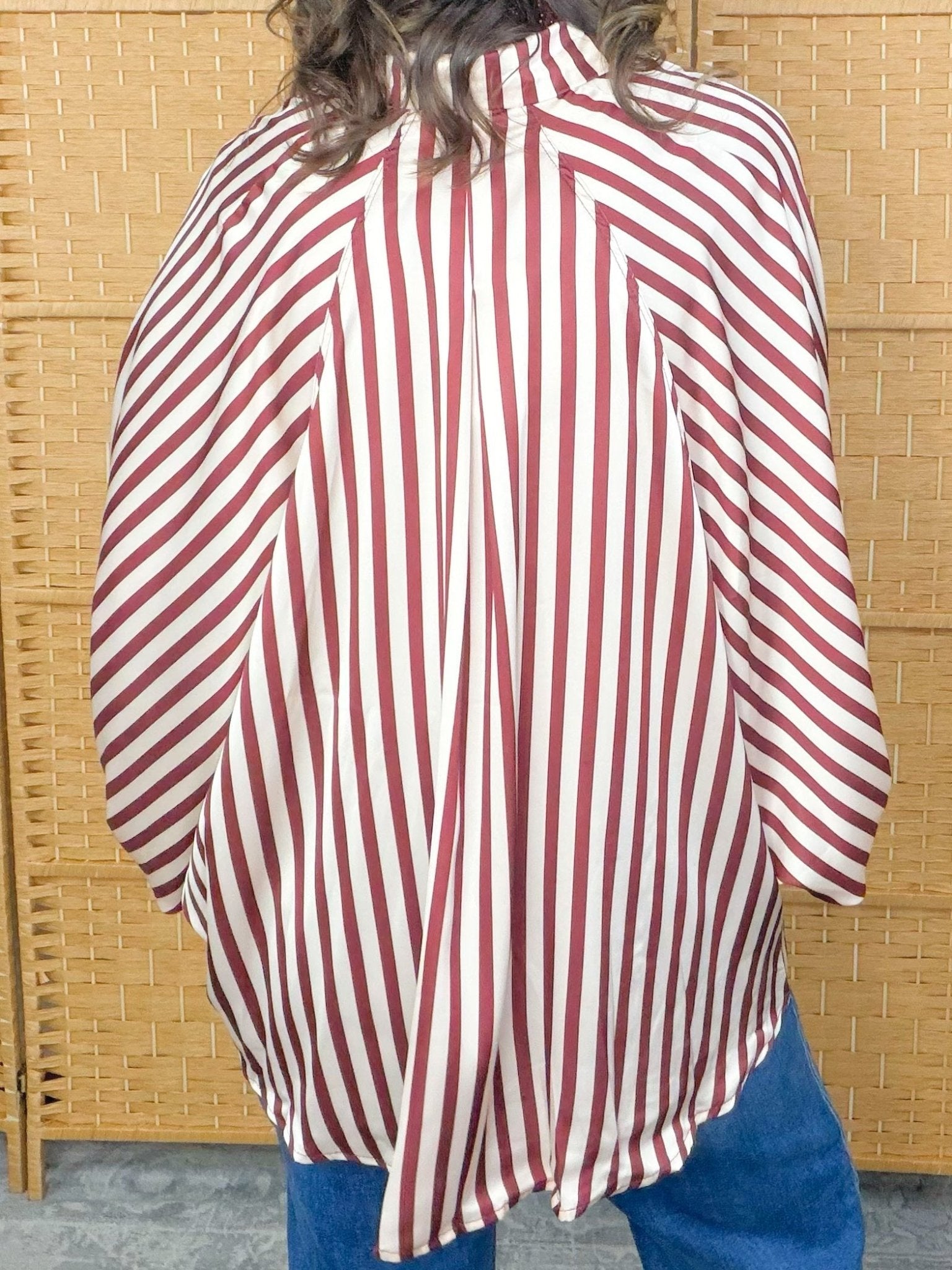 Cinnamon Stripe Button Down Blouse - Jessi Jayne Boutique