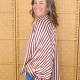 Cinnamon Stripe Button Down Blouse