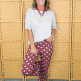 Merlot Dot Wide Leg Pants
