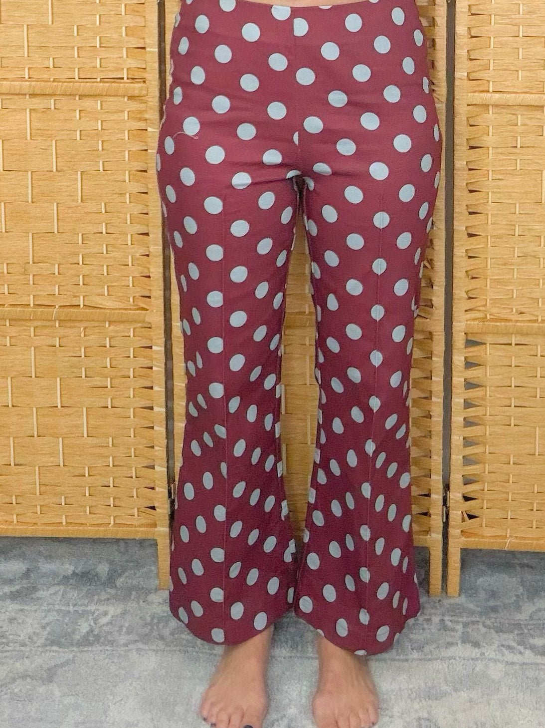 Merlot Dot Wide Leg Pants - Jessi Jayne Boutique