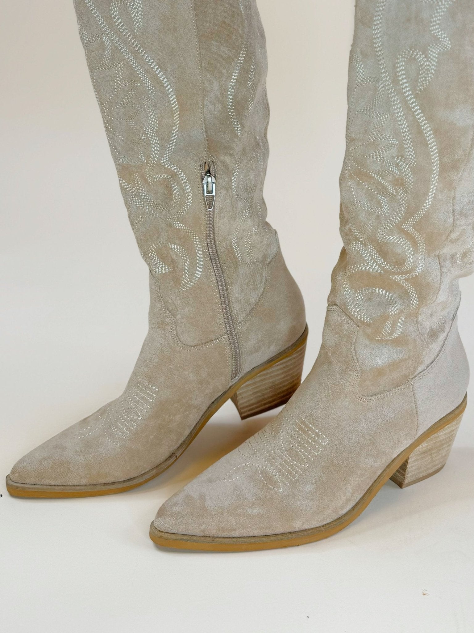 Miim Giada Beige Western Knee - High Boot - Jessi Jayne Boutique