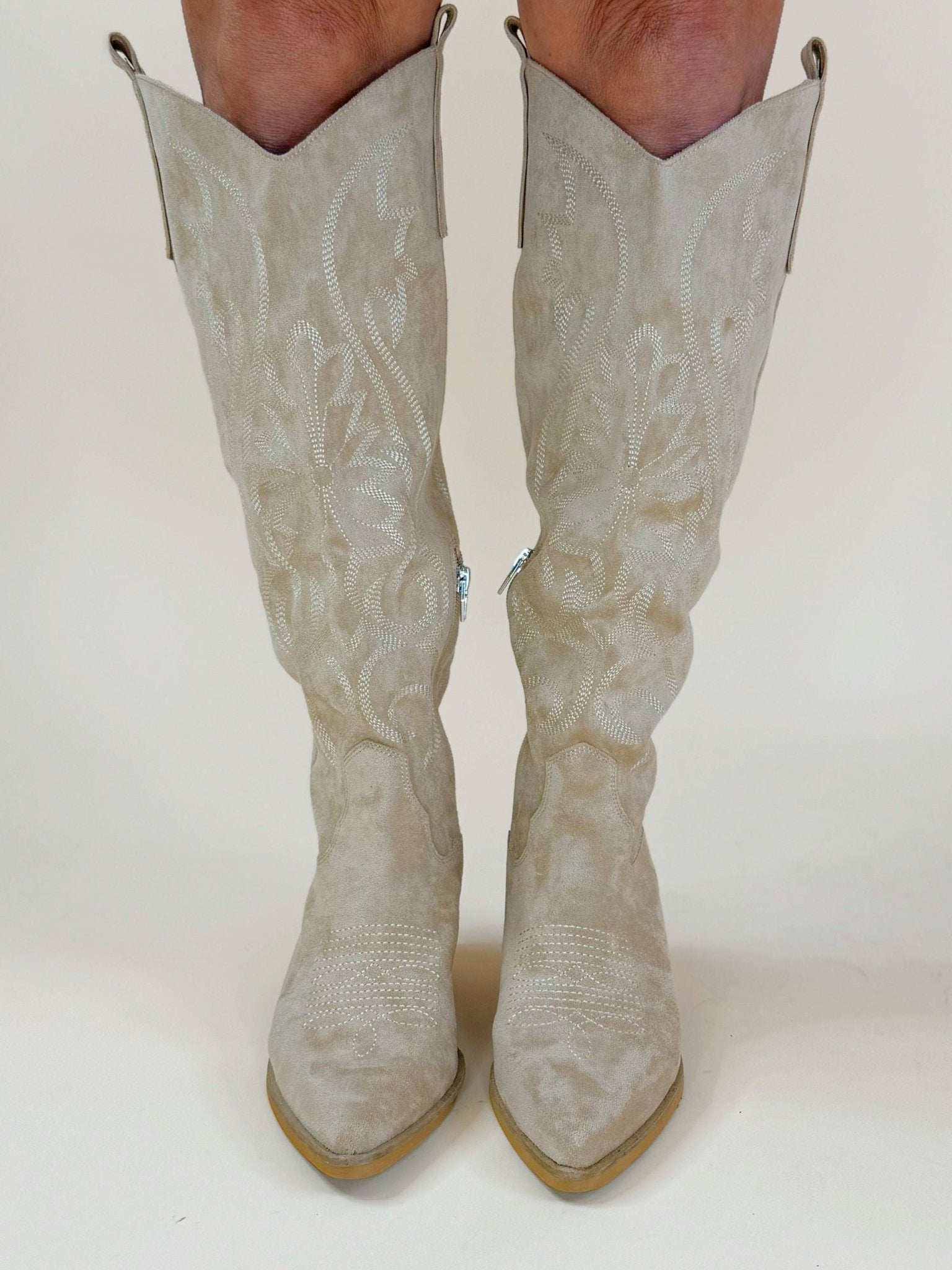 Miim Giada Beige Western Knee - High Boot - Jessi Jayne Boutique