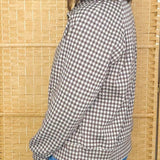 Brown Gingham Quarter Zip Pullover