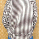 Brown Gingham Quarter Zip Pullover