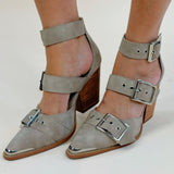 Miim Hendrix Taupe Buckle Heeled Sandal - Jessi Jayne Boutique