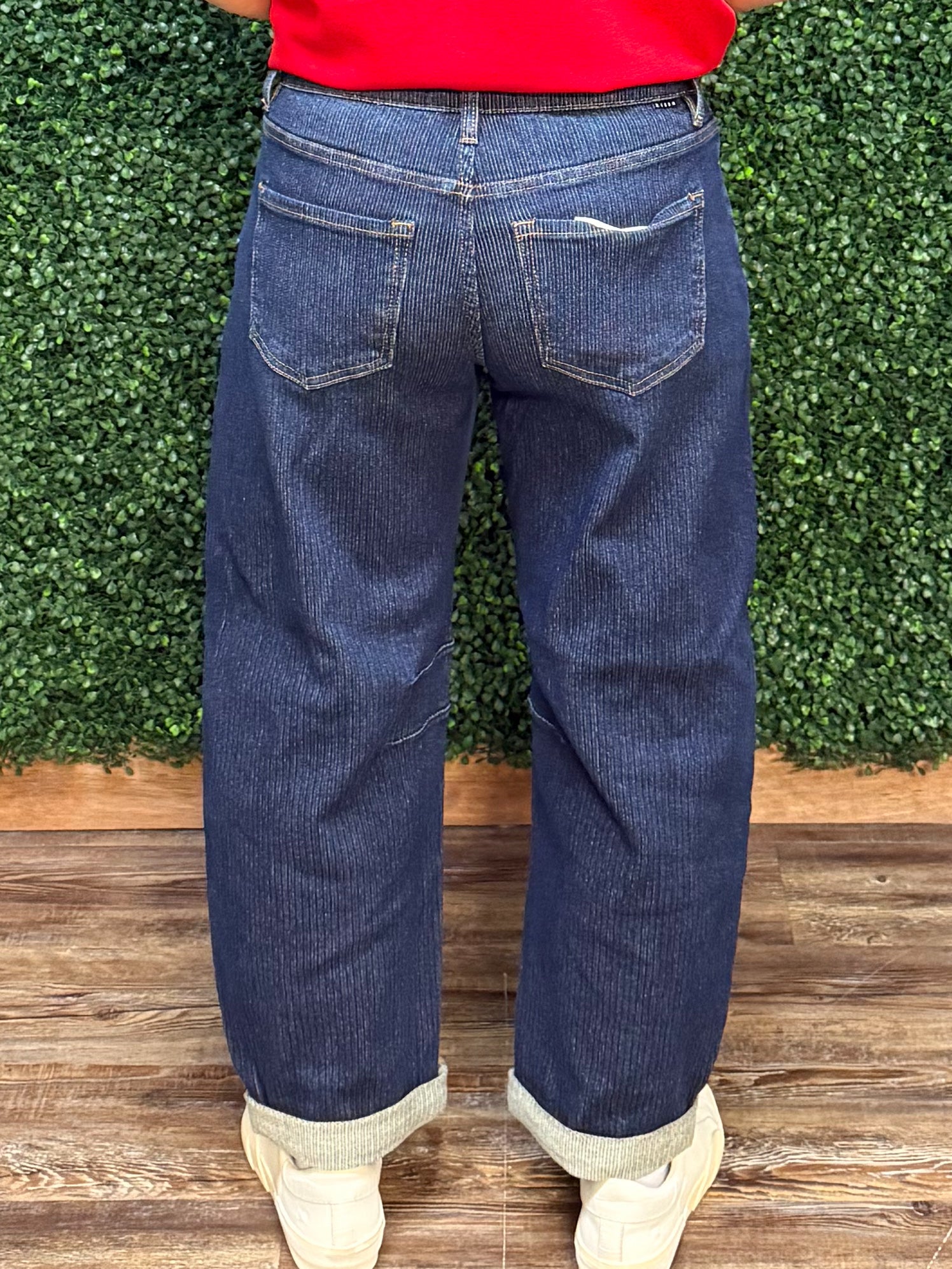 Risen Ribbed Textured Ease Barrel Jeans - Jessi Jayne Boutique