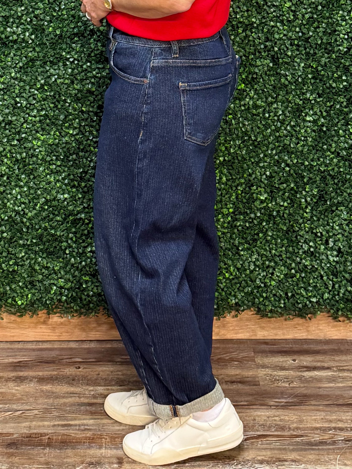 Risen Ribbed Textured Ease Barrel Jeans - Jessi Jayne Boutique