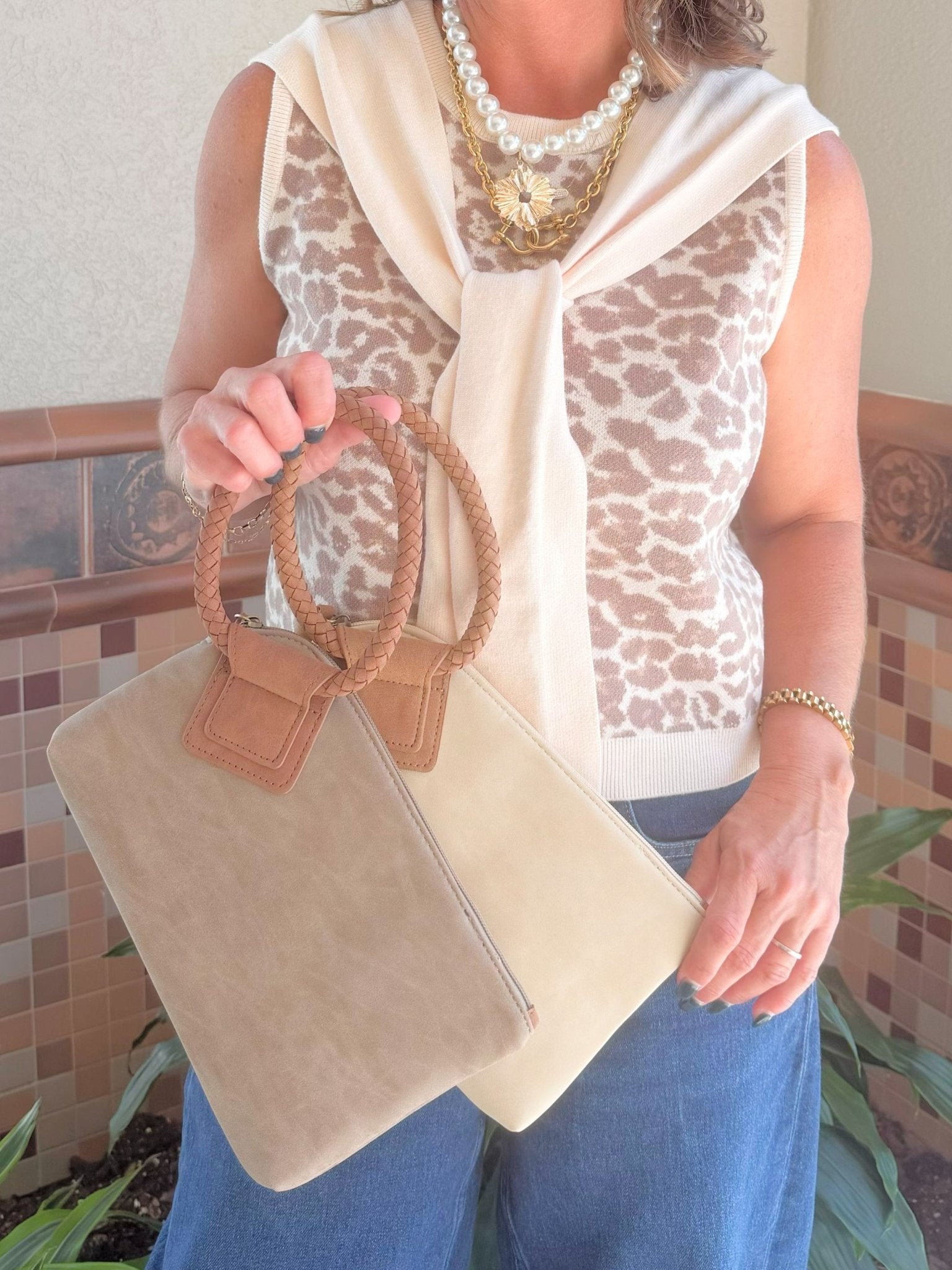 Hadley Braided Handle Wristlet Clutch - Jessi Jayne Boutique