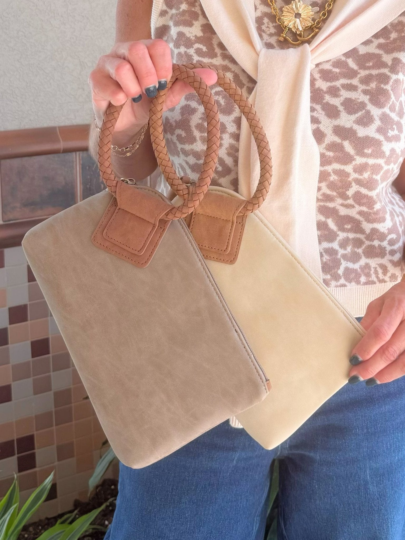 Hadley Braided Handle Wristlet Clutch - Jessi Jayne Boutique