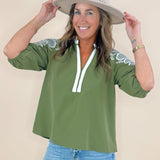 Elena Embroidered V - Neck Top - Jessi Jayne Boutique