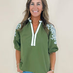 Elena Embroidered V - Neck Top - Jessi Jayne Boutique