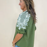 Elena Embroidered V - Neck Top - Jessi Jayne Boutique