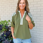 Elena Embroidered V - Neck Top - Jessi Jayne Boutique