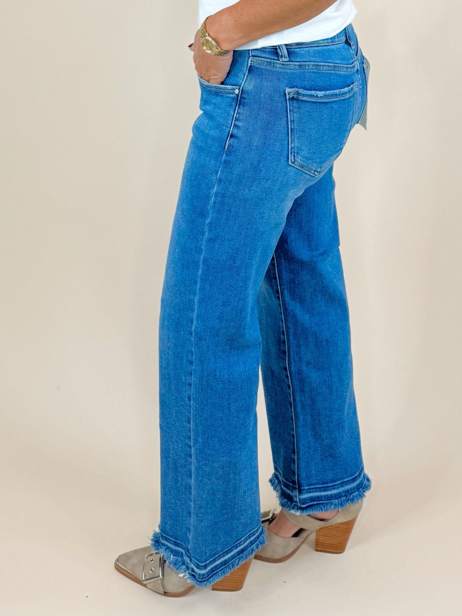 Risen Breezy Edge Cropped Wide Leg Jeans - Jessi Jayne Boutique