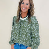 Clara Vine Print Filigree Blouse - Jessi Jayne Boutique