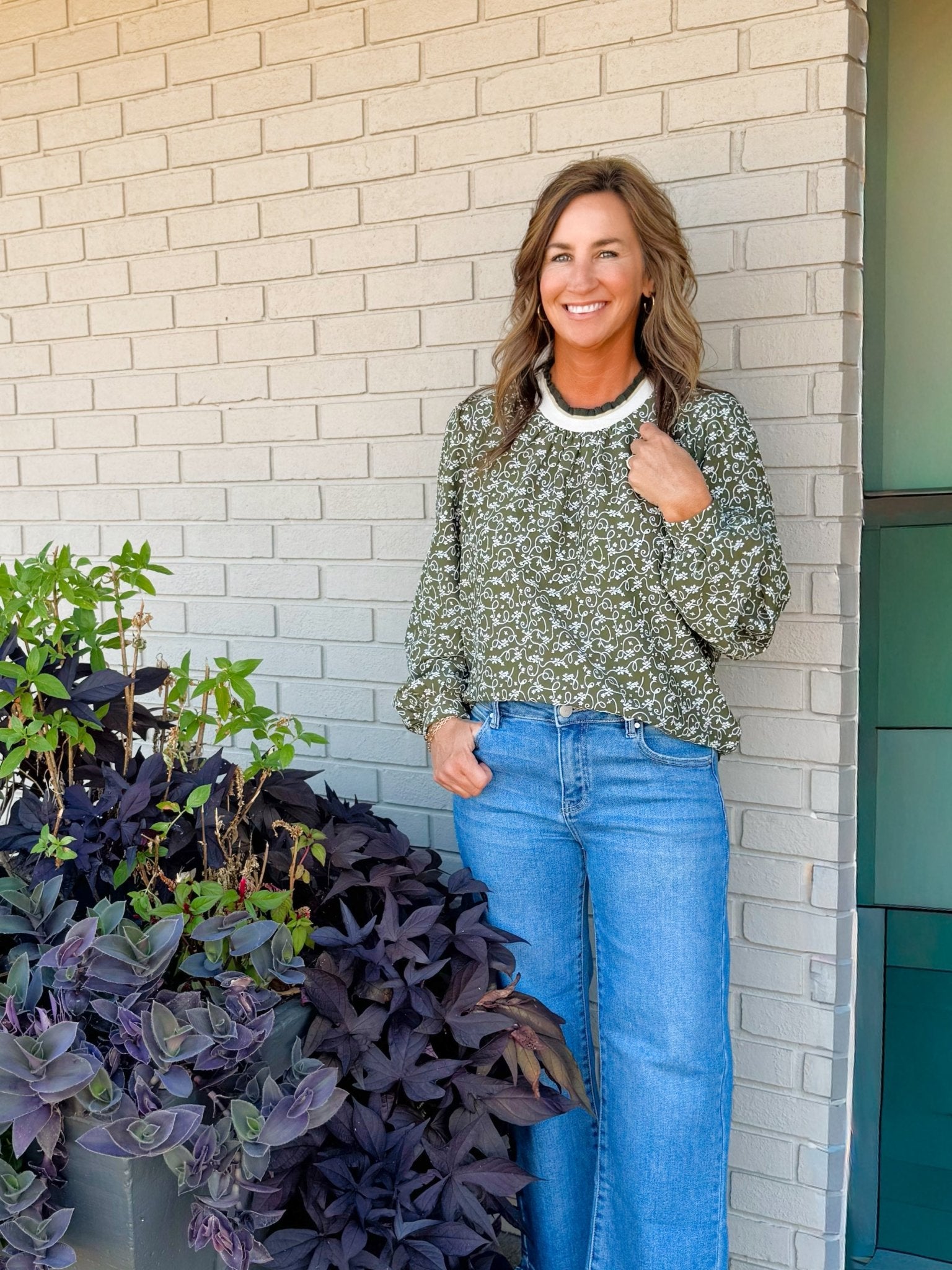 Clara Vine Print Filigree Blouse - Jessi Jayne Boutique