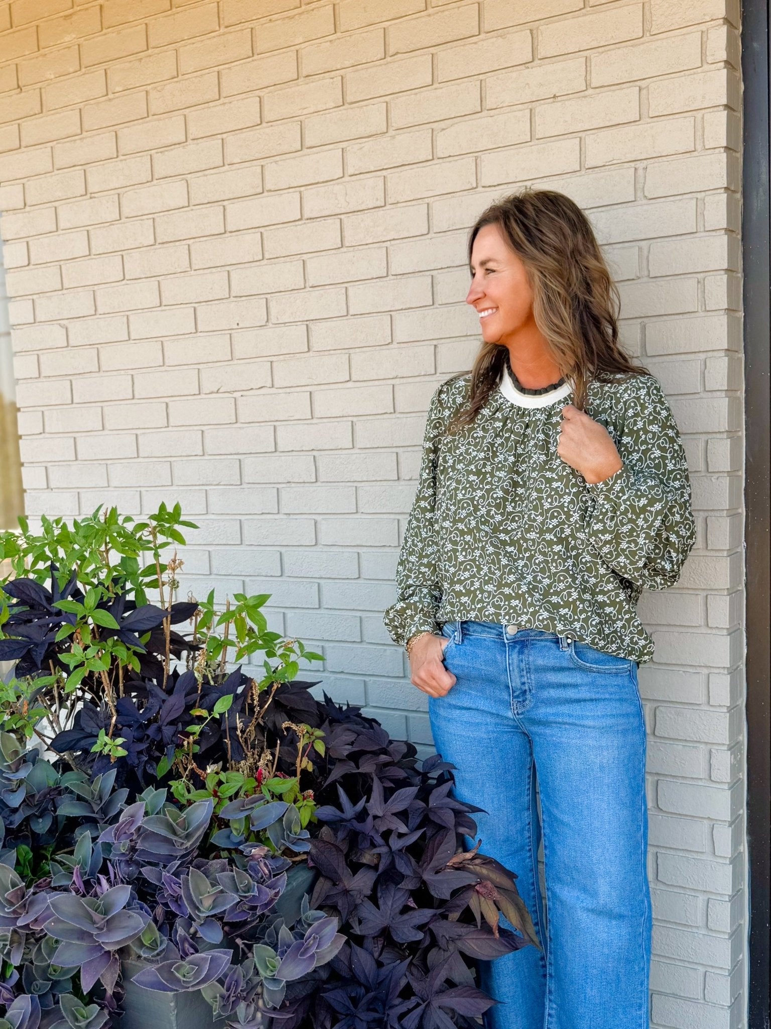 Clara Vine Print Filigree Blouse - Jessi Jayne Boutique