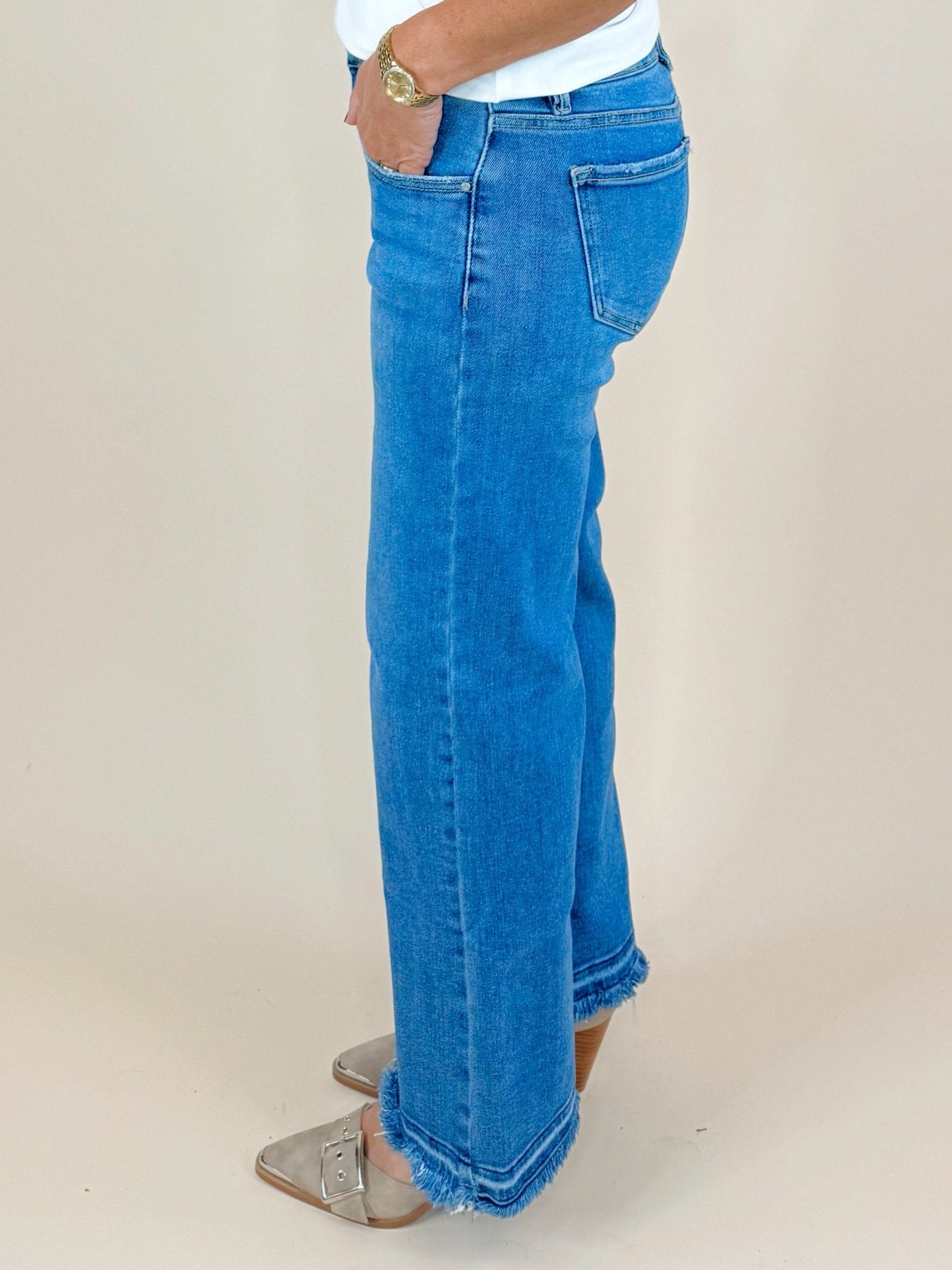 Risen Breezy Edge Cropped Wide Leg Jeans - Jessi Jayne Boutique
