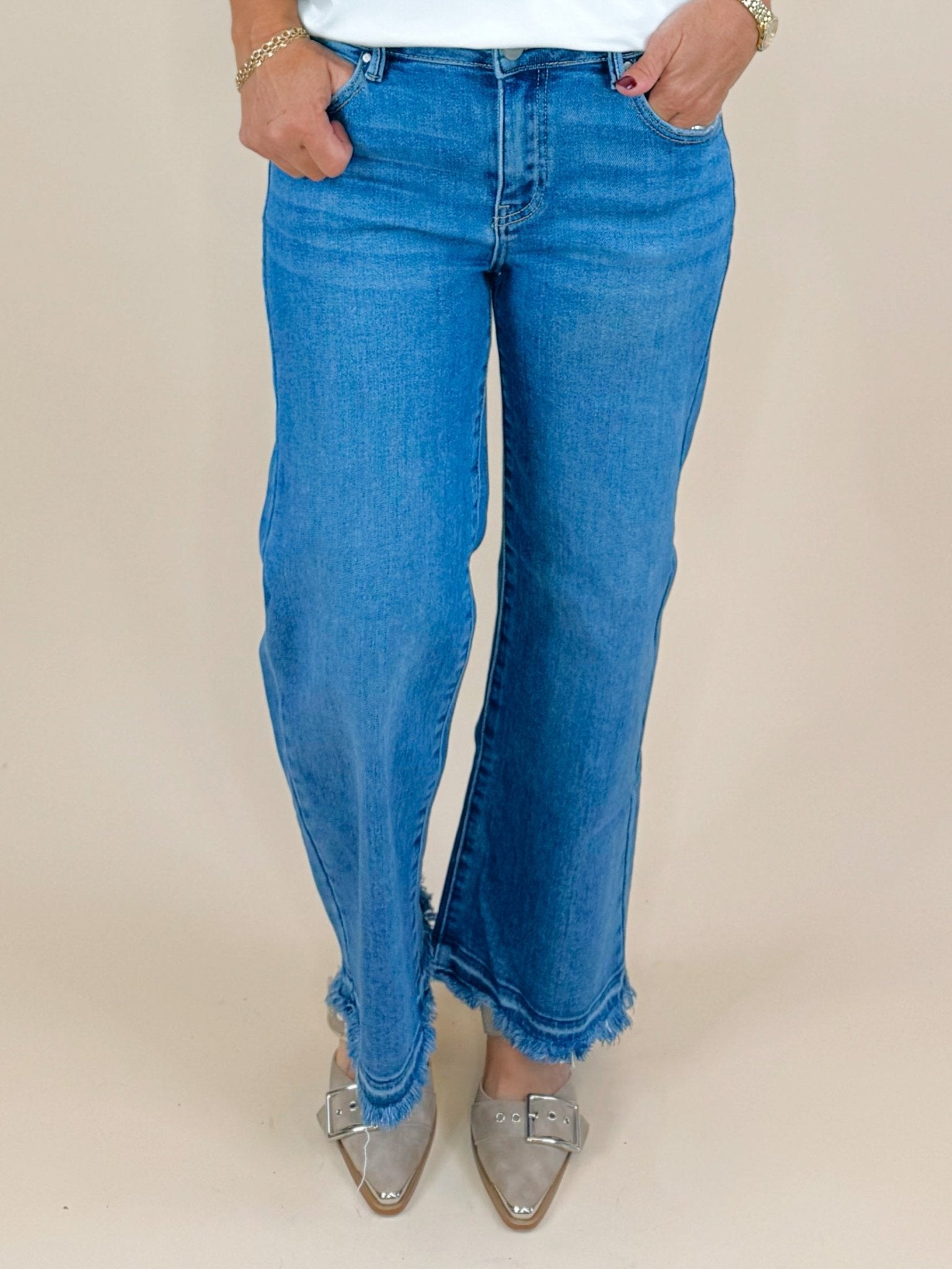 Risen Breezy Edge Cropped Wide Leg Jeans - Jessi Jayne Boutique