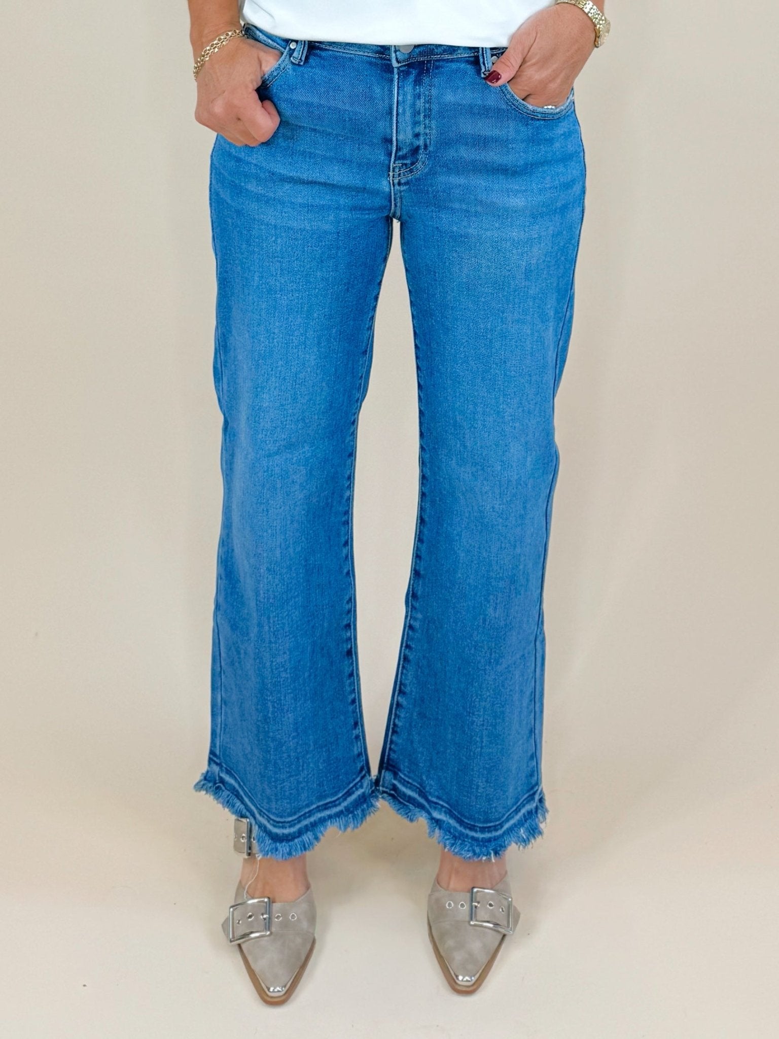 Risen Breezy Edge Cropped Wide Leg Jeans - Jessi Jayne Boutique