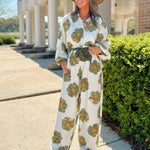 Florencia Wide Leg Long Sleeve Floral Set - Jessi Jayne Boutique
