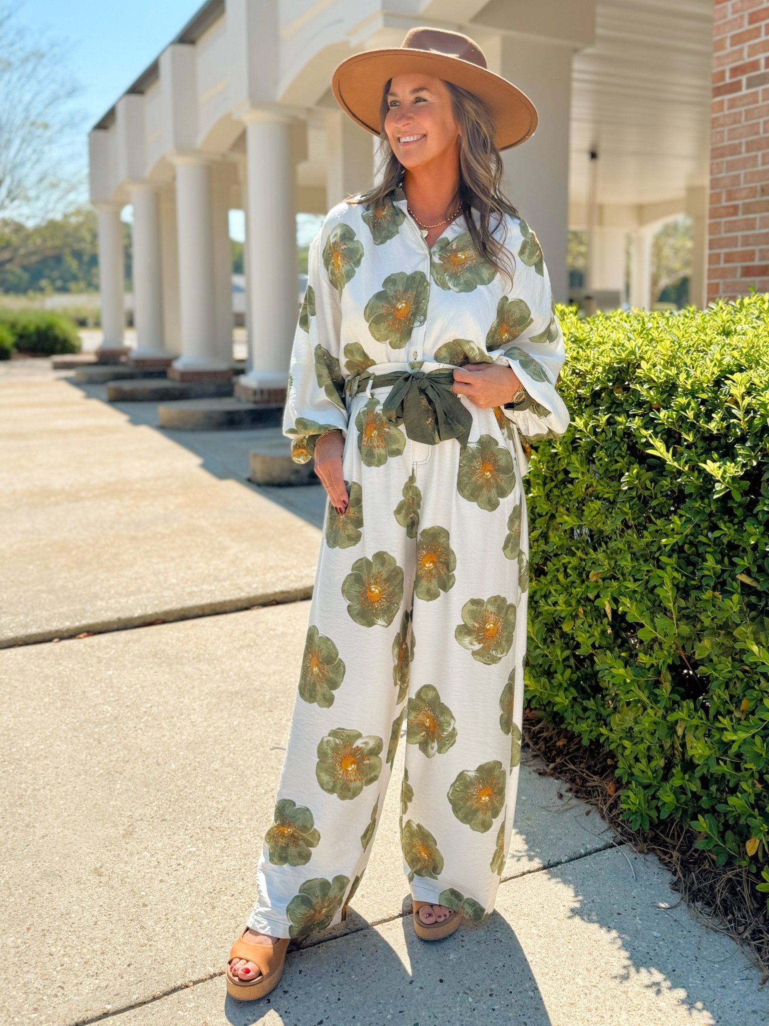 Florencia Wide Leg Long Sleeve Floral Set - Jessi Jayne Boutique