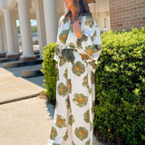 Florencia Wide Leg Long Sleeve Floral Set - Jessi Jayne Boutique
