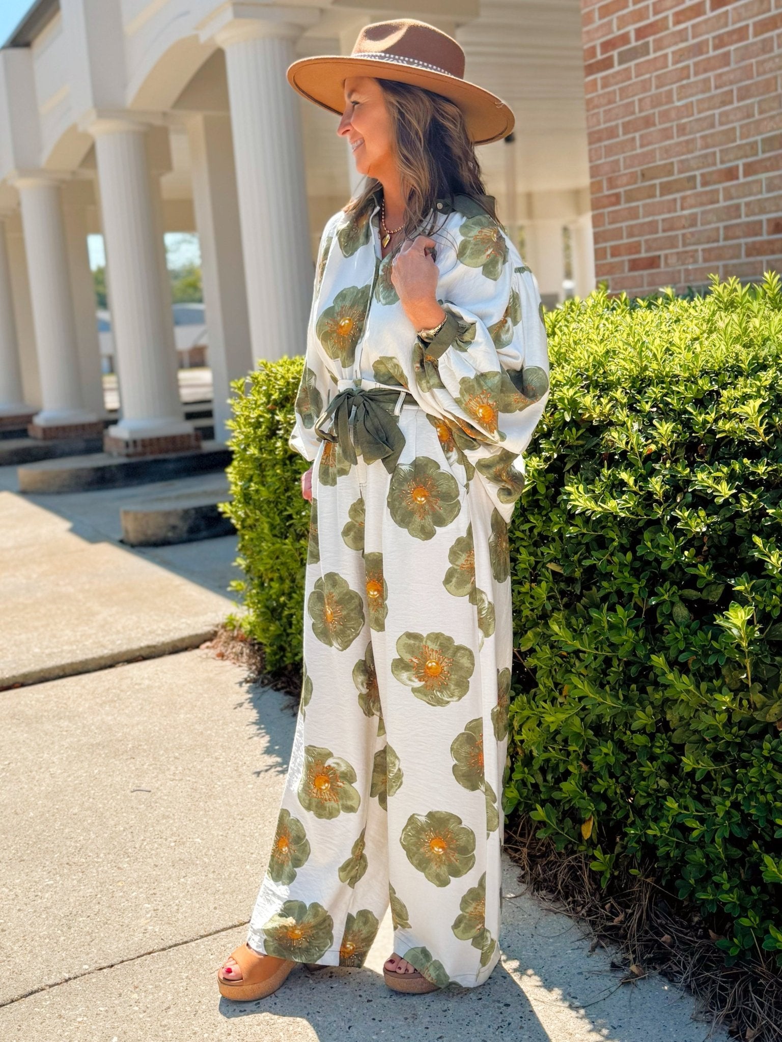 Florencia Wide Leg Long Sleeve Floral Set - Jessi Jayne Boutique