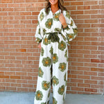 Florencia Wide Leg Long Sleeve Floral Set - Jessi Jayne Boutique