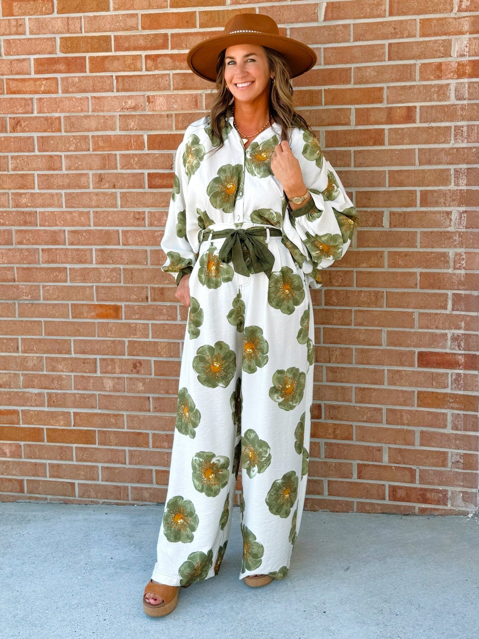 Florencia Wide Leg Long Sleeve Floral Set - Jessi Jayne Boutique